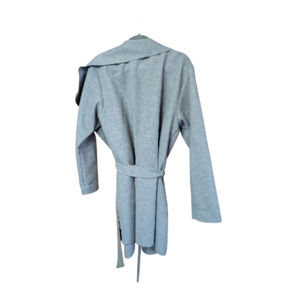 Le Château Light Grey Waterfall Wrap Coat – Made in Canada Size L - Picture 3 of 10